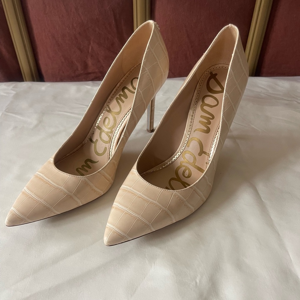 Sam Edelman “Hazel” Croc-Embossed Pumps
